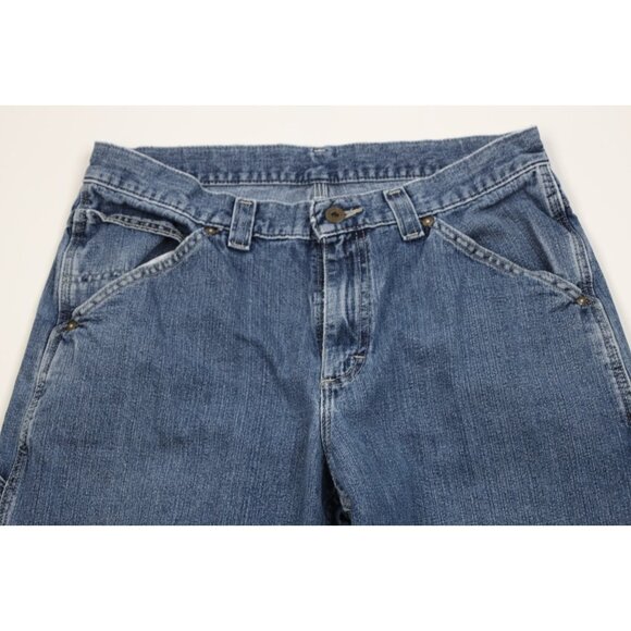 Vintage Lee Mens Size 32x30 Faded Wide Leg Dungaree Denim Jeans Blue Cotton - Picture 2 of 12